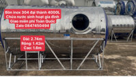Bồn inox 4000l nằm đại thành(bồn 4000 lít ngang đại thành- téc inox 4 khối ngang) inox 304 chứa nước sinh hoạt giao miễn phí toàn quốc