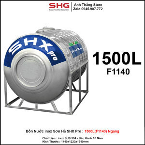 Bồn Inox Sơn Hà SH-1500 - 1500 lít , Ngang , Ф1140