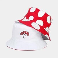 Bốn Mùa Cotton Hoạt Hình In Hình Nấm Nón Người Cá Mũ Du Lịch Ngoài Trời Mũ Chống Nắng Cho Nam Và Nữ
