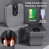 Bồn ngâm chân CHIGO gấp gọn, massage tự động, remote, tự làm nóng nước, sục khí -Tặng 1 gói thảo mộc, đầu cắm chống giật