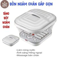 Bồn Ngâm Massage Chân Gấp Gọn -Tặng Bột Ngâm Chân Thảo Dược - Chậu Ngâm Làm Nóng Nước, Có Sục Khí