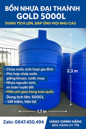 Bồn nhựa cao cấp Đại Thành 5000 lít đứng