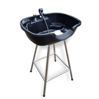 Bồn nhựa gội đầu (Màu đen-chân inox)