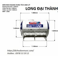 BỒN NƯỚC 2500L INOX  NGANG ĐẠI THÀNH