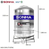 Bồn nước inox 2500lit đứng