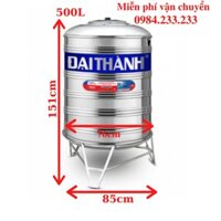 Bồn nước inox 304 đại thành, téc chứa nước inox đại thành dung tích 500L bảo hành 12 năm