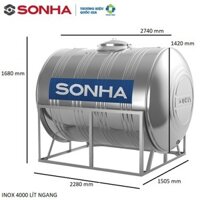 Bồn nước inox 4000lit ngang