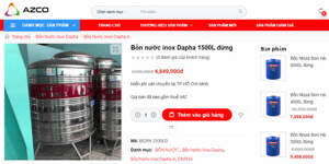 Bồn nước inox Dapha đứng 1500L