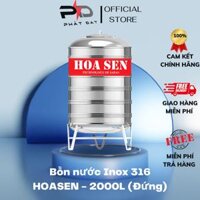 Bồn nước inox Hoa Sen 316 2000L – BỒN ĐỨNG