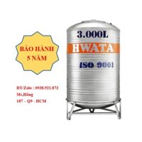 Bồn Nước Inox Hwata 3000 Lít Đứng Bảo Hành 5 Năm - Mã: BCN3000ĐI3 -