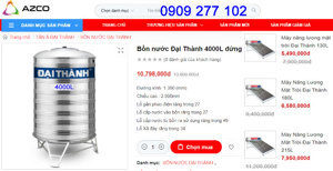Bồn nước inox Nam Thành 4000 lít đứng
