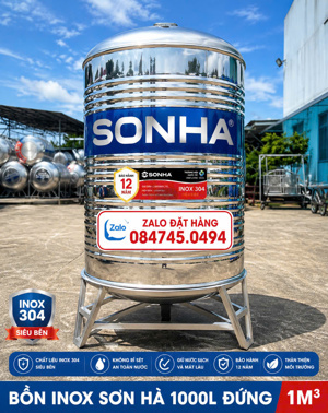 Bồn nước Inox Sơn Hà đứng - 1000 lít , Φ 960