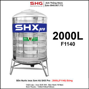 Bồn nước Inox Sơn Hà - 2000 lít , đứng , Φ1140