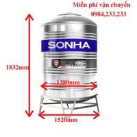 Bồn nước inox sơn hà đứng 2000 lít đk 1380