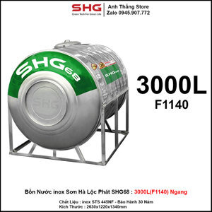 Bồn nước Inox Sơn Hà ngang 3000L (Φ1140)