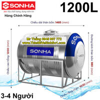 Bồn Nước Inox Sơn Hà Ngang 1200L
