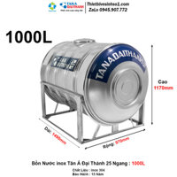 Bồn Nước inox Tân Á Đại Thành 25 Ngang 1000L