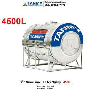 Bồn nước inox Tân Mỹ 4500L Ngang