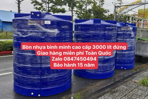 Bồn nước nhựa Bình Minh 3000 lít đứng thấp