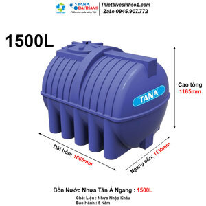 Bồn nước nhựa Tân Á ngang 1500 - lít