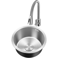 Bồn rửa bằng thép không gỉ 304 Chậu rửa đơn Chậu rửa rau củ dưới bồn rửa tròn Đảo Nano Quầy Bar Chậu rửa đơn nhỏ Bồn rửa chén nhà bếp