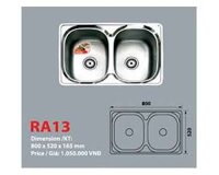 Bồn rửa bát inox 2 hố Đại Thành RA13
