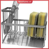 Bồn rửa Caddy Tổ chức Giá đỡ xốp bằng thép không gỉ có khay thoát nước nghiêng Giá đỡ bồn rửa chén bằng bọt biển nhà bếp có chân chống trượt Giá đỡ bồn rửa chống gỉ Tiết kiệm không gian SHOPTTKC1641