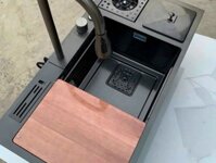 Bồn rửa chén 1 hố lớn + 1 bàn trên 80cm. Kích thước 88*46