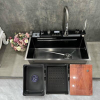 Bồn rửa chén 1 hố thông minh 5 phím cao cấp, đầy đủ phụ kiện. Bồn rửa bát 1 hố đa năng
