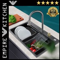 Bồn Rửa Chén 1 Ngăn INOX SUS304 Hố Lớn, Chậu Rửa Bát 1 Hố Vòi Rút Thác Nước Đa Năng