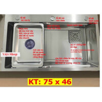 Bồn rửa chén 1 ngăn lớn, Chậu rửa rửa bát 1 hố inox SUS 304 KT 78-46cm giá rẻ tại Tphcm, Hà nội, Đà Nẵng, Cần Thơ