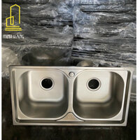 Bồn rửa chén 2 hộc inox kích thước 78x43 kèm bộ xả nước