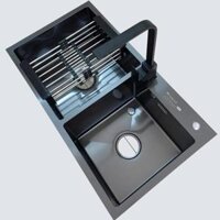 Bồn Rửa Chén 2 Ngăn, Chậu Rửa Bát 2 Hố Inox Mạ Nano (KT: 78x43cm), Kèm Vòi Rửa Bát Nóng Lạnh