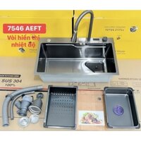 Bồn rửa chén bát Inox 1 ngăn lớn 2 Phím vòi thác nước Thông minh hiển thị nhiệt độ hcm