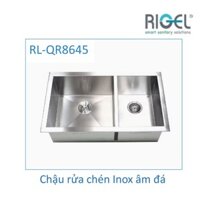 Bồn rửa chén, Chậu rửa bát inox âm đá RIGEL, chậu 2 hộc, Inox SUS 304, kích thước 81x42 x20