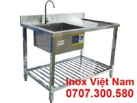 Bồn Rửa Chén Inox 1 Ngăn Có Chân Và Bàn Rửa CR-37