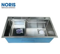 Bồn rửa chén inox 1 ngăn lớn inox SUS304 trắng mờ KT 75x46cm