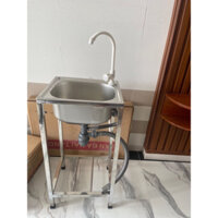 Bồn rửa chén Inox 1 ngăn nhỏ có chân Kt 42*37cm giá rẻ tại Tphcm