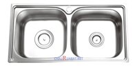 Bồn rửa chén inox 2 ngăn đều Inox 304 – Model 7843S