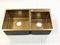 Bồn rửa chén inox 2 ngăn lệch Nano vàng K8045L