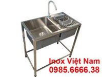 Bồn Rửa Chén Inox Có Chân Hộc Lớn Và Hộc Nhỏ CR-118