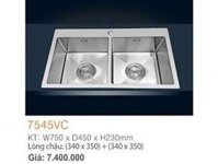 Bồn rửa chén inox SUS 304 đúc 2 hộc nhỏ EROWIN 7545VC