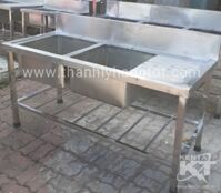 Bồn rửa inox 2 hộc có kệ dưới 156x66x65