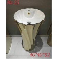 Bồn rửa mặt, Chậu Lavabo Trụ Hình Khối Mạ Vàng GROVES GRL25 (đẹp sang trọng quý phái, quý tộc)