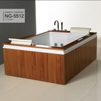 Bồn tắm đôi ốp gỗ massage Nofer NG-5512 (sục khí-1800x1300x600mm)