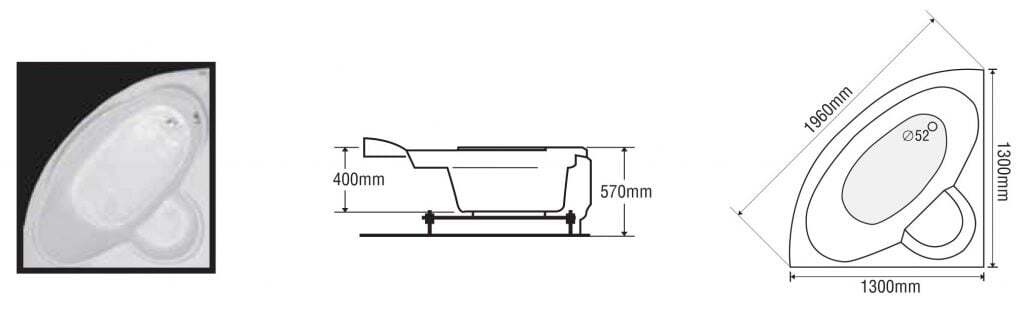 Bồn tắm Euroca EU4-1300 - Bồn xây (Acrylic, crystal, galxy)