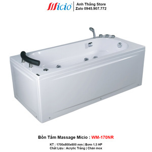 Bồn tắm massage Acrylic Micio WMN-170R (Yếm phải)