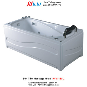 Bồn tắm massage Acrylic Micio WM-150L (Yếm trái)