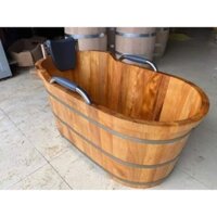 bồn tắm oval gỗ PƠMU cao cấp tạng ghế
