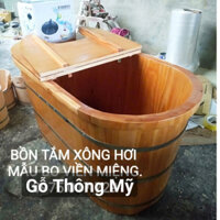 Bồn tắm xông hơi ⚡ HÀNG LOẠI 1 ⚡ thùng tắm ốp bo viền miệng thiết kế rộng rãi thoải mái-gỗ thông Mỹ loại 1
